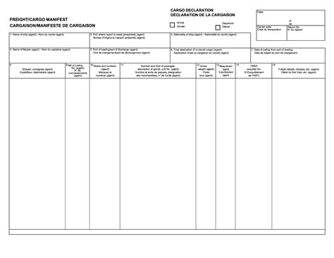 Cargo Manifest Sea Shipment Forms Docs 2023