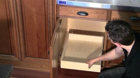Base cabinets generally come in a height of 34 ½ inches and are 24 inches in depth for the kitchen. Install roll out shelf to base cabinet deck | Beautiful kitchen cabinets, Kitchen cabinets decor ...