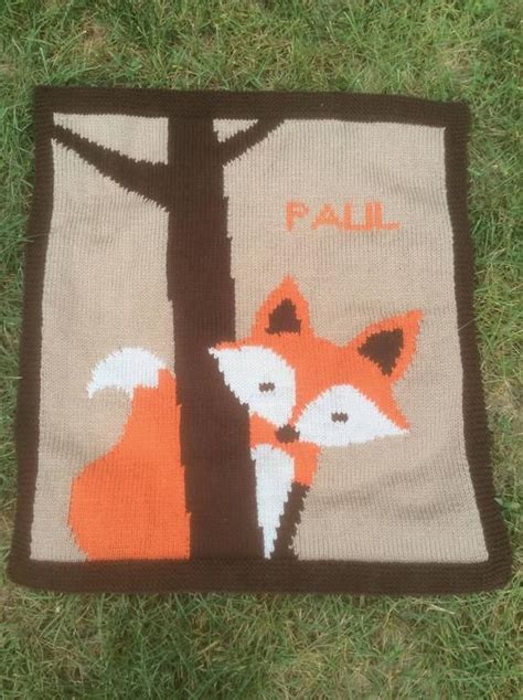 Pdf Knitting Pattern Blanket In Intarsia For Baby Design Fox Fox