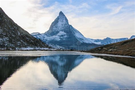 Mt Matterhorn Reflected In Riffelsee Lake Zermatt Stock Photo Image