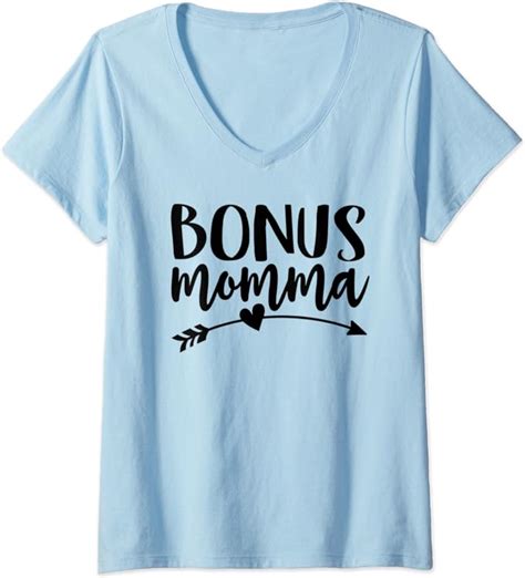 Womens Bonus Momma Best Step Mom Ever Stepmom Cute Stepmother V Neck T Shirt