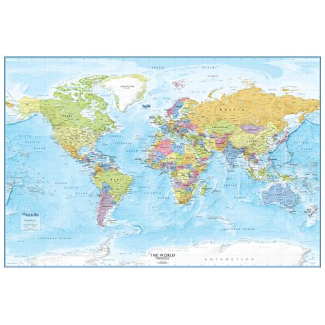 Buy Large Blue Ocean World Wall 36x24 Detailed World Wall Current