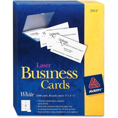 Avery 5911 Business Card For Laser Print 2 X 350 2500 Box