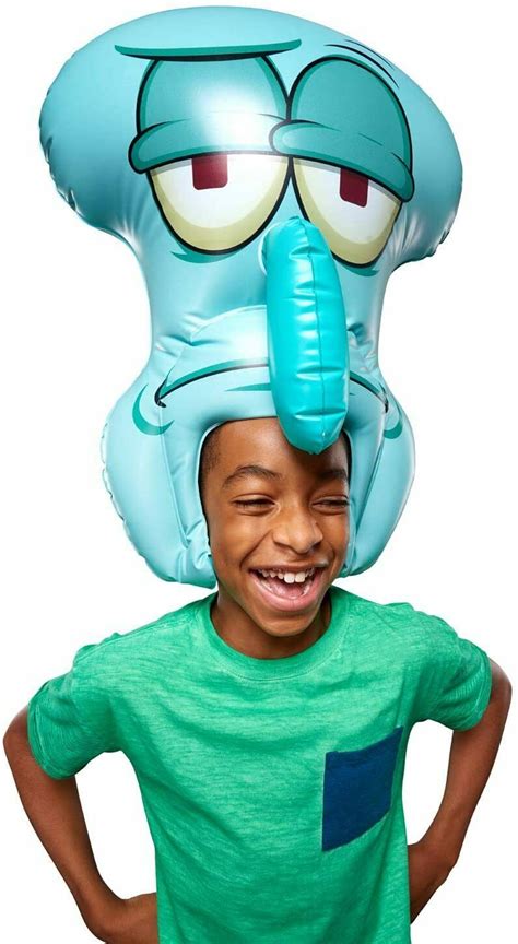 Spongebob Spongehead Inflatable Hat Costume For Halloween 21 Tall Squarepants Squidward