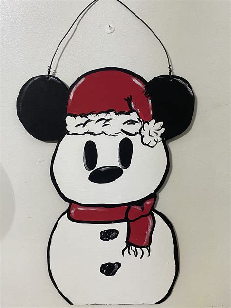 Mickey Mouse As A Snowman Wall Decoration Etsy