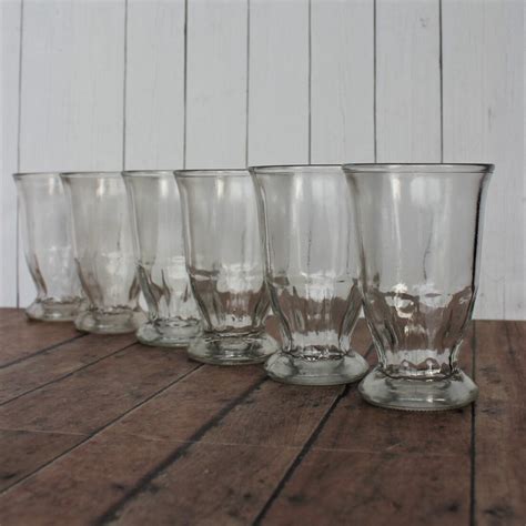 Vintage Clear Glass Jelly Jar Juice Glasses Tumblers Set Of 6 Clear Drinking Glass