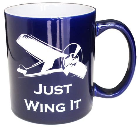 Just Wing It Mug Royal Blue Fallon Aviation Pilot Shop