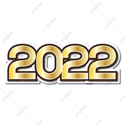 New Year Clipart Transparent Background 2022 Golden Gradient