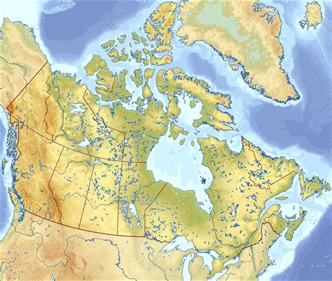 Подробная карта рельефа Канады Канада Северная Америка Maps Of