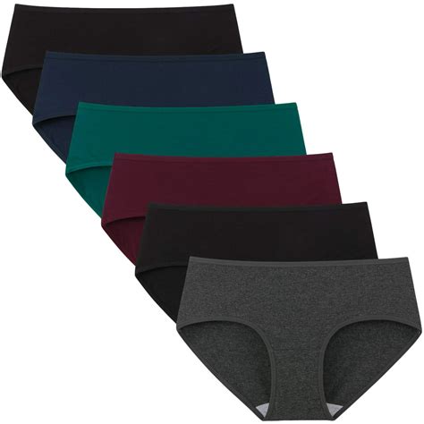 innersy innersy womens underwear cotton hipster panties mid low rise briefs 6 pack large dark