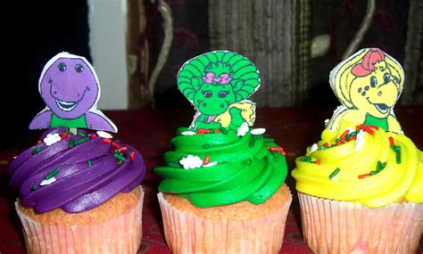 Barney Cupcakes With Buttercream Icing And Edible Image F Flickr