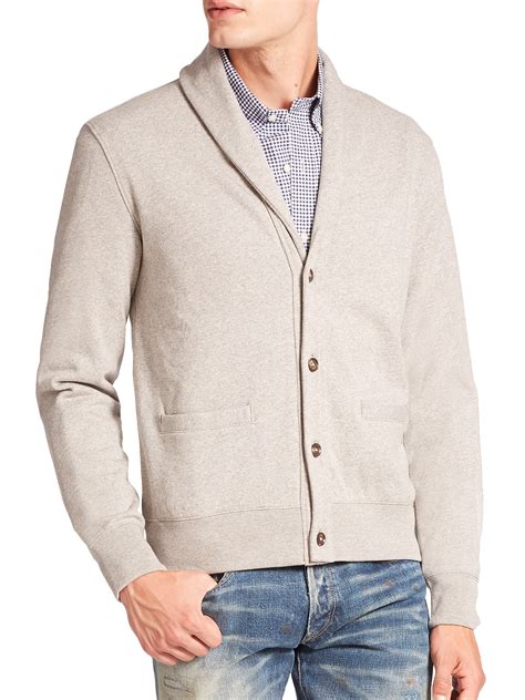 Lyst Polo Ralph Lauren Shawl Collar Fleece Cardigan In Gray For Men