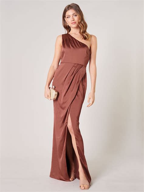 Prestige One Shoulder Pleat Detail Maxi Dress Sugarlips New York And Company