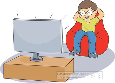 Entertainment Clipart Boy Sitting On A Beanbag Watching Tv