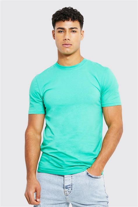 muscle fit crew neck t shirt boohoo