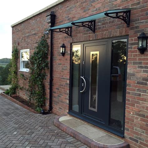 Glass Door Canopy With Scroll Style Brackets French Front Door Glass