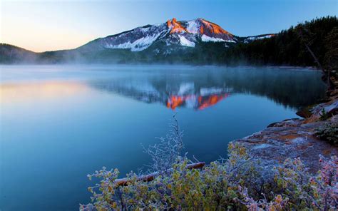 Wallpaper 1920x1200 Px Calm Frost Lake Landscape Mist Mountain