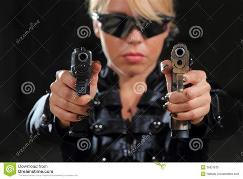 Beautiful Girl With Guns Stock Image Image Of Assassin 26831625
