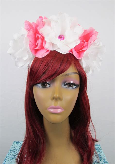 white and pink rose crown valentines flower crown rose headdress floral headpiece floral crown