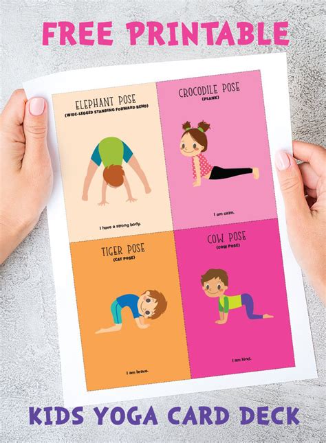 It can be performed in the garden, home, or at school, with just hold the posture for 15 to 30 seconds, before gently releasing the body to the floor. kids yoga card deck | free printable | Yoga for kids, Yoga ...