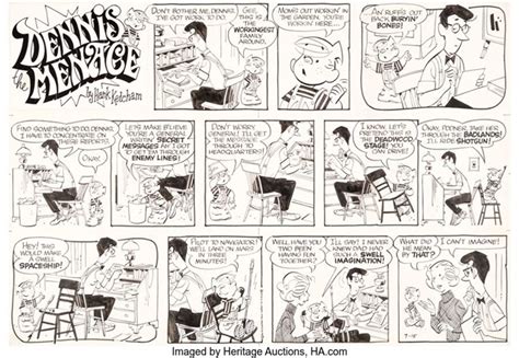 hank ketcham dennis the menace sunday comic strip original art dated 7 15 73 publishers hall