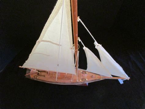 Wooden Sailing Ship Model Fishing Boat Troller Yacht Man 012206271
