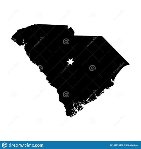 South Carolina Sc State Map Usa With Capital City Star At Columbia