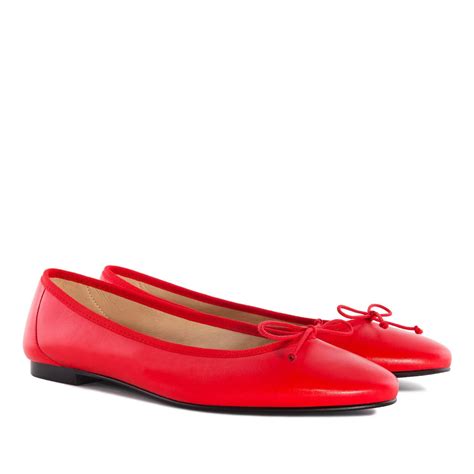 Ballet Flats In Red Leather Andrés Machado