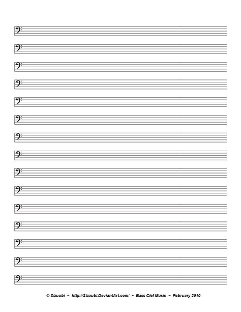 Free printable blank sheet music at musicaneo. Music Sheet - Bass Clef by Sizuubi on DeviantArt