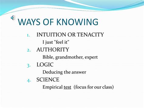 Ppt Ways Of Knowing Powerpoint Presentation Free Download Id1719767