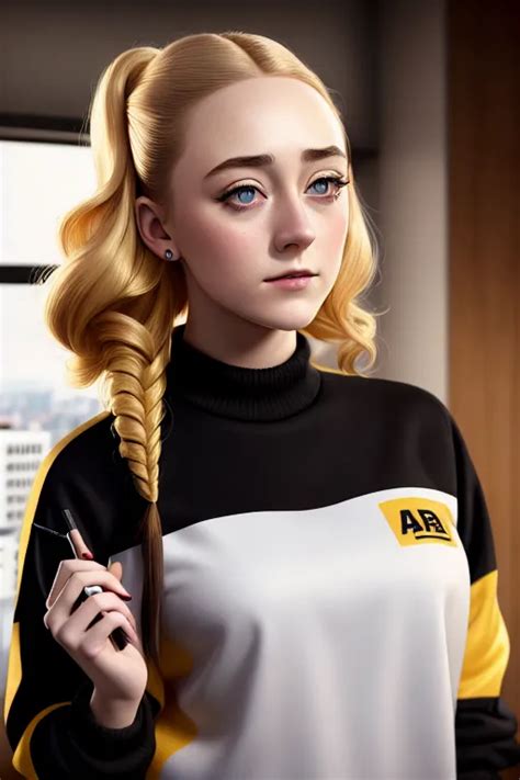 Dopamine Girl A Digital Painting Of Saoirse Ronan Wearing Burger Clothes Shooting From A High