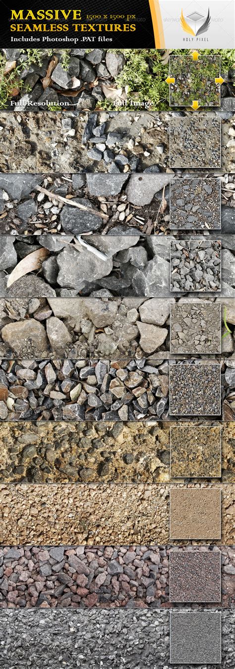 10 Seamless Gravel And Rock Textures By Holypixel Graphicriver