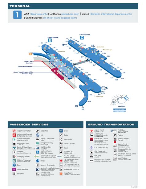 O Hare Airport Map Ord Printable Terminal Maps Shops Food