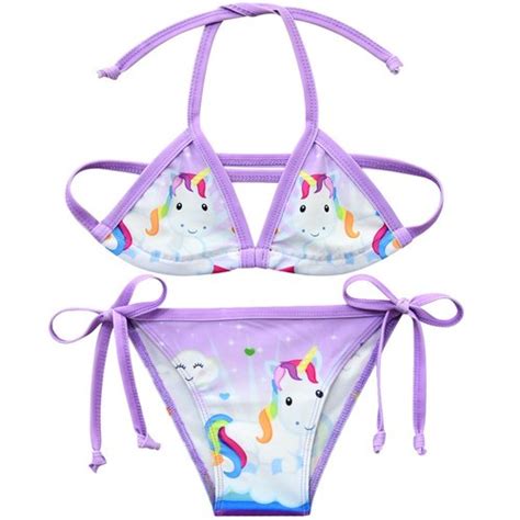 2019 Unicorn Girls Swimsuit 3 12 Years Two Piece Childrens Swimwear
