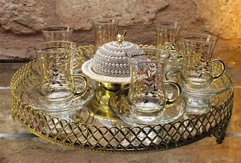 Luxurious Turkish Tea Set For Six Ottoman Style