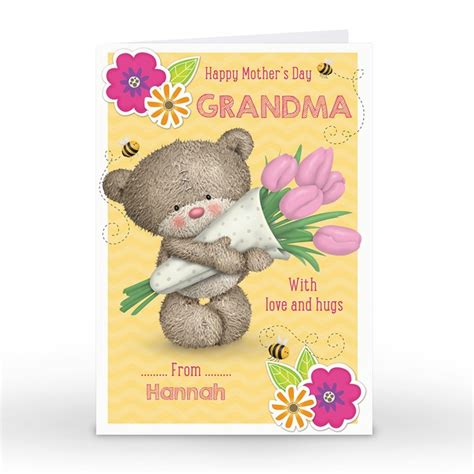 Hugs Personalised Mothers Day Card Grandma Bear From 99p