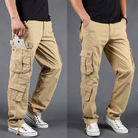 Mens Cargo Pants Regular Fit 8 Pockets Sizes 31 42 Free Shipping