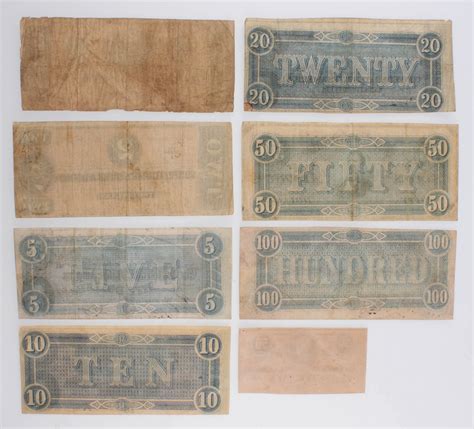 Confederate definition, united in a league, alliance, or conspiracy. 1864 Confederate Bank Note Set of (8) with $100, $50, $20, $10, $5, $2, $1 & $.50 | Pristine Auction
