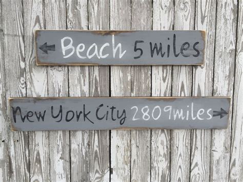 Custom Directional Sign Mileage Sign Signdistressed Sign Wood