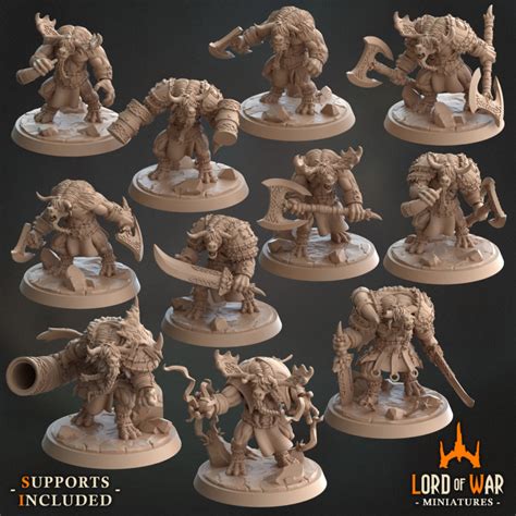 3d Printable Complete Moutain Walker Minotaur Army Bundle Presupported