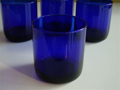 Cobalt Blue Tumblers Or Drinking Glasses Made By Libbey Glass
