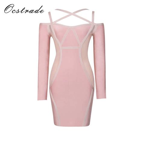 Ocstrade Womens Bandage Sexy Dresses New Arrival Pink Halter Neck