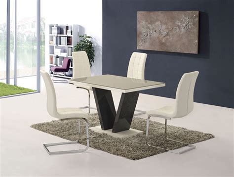 Airy, bright and sophisticated, a set of white dining table and chairs is an instant style boost in the dining room. Grey high gloss glass dining table and 6 white chairs ...