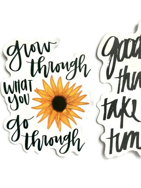 Grow Through What You Go Through Quote Stickers Set Of 3 Etsy