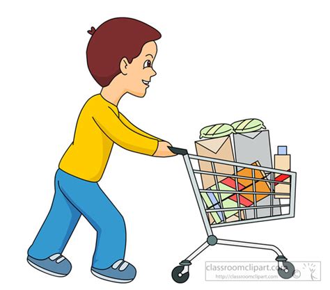 Household Clipart Boy Pushing Shopping Cart 831 Classroom Clipart