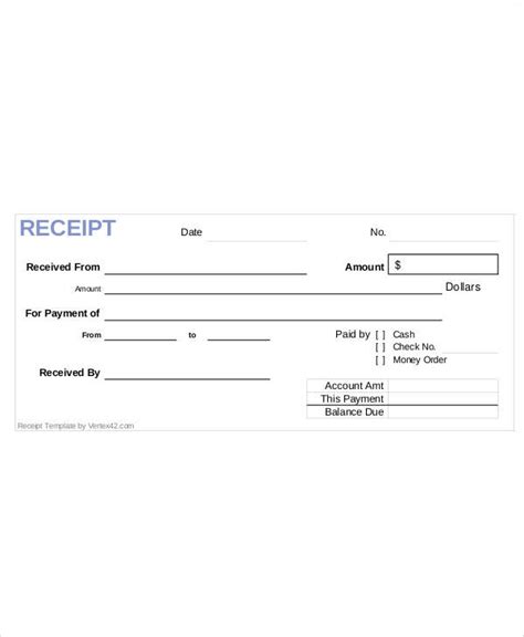 Cash Payment Printable Receipt Template Printable Templates