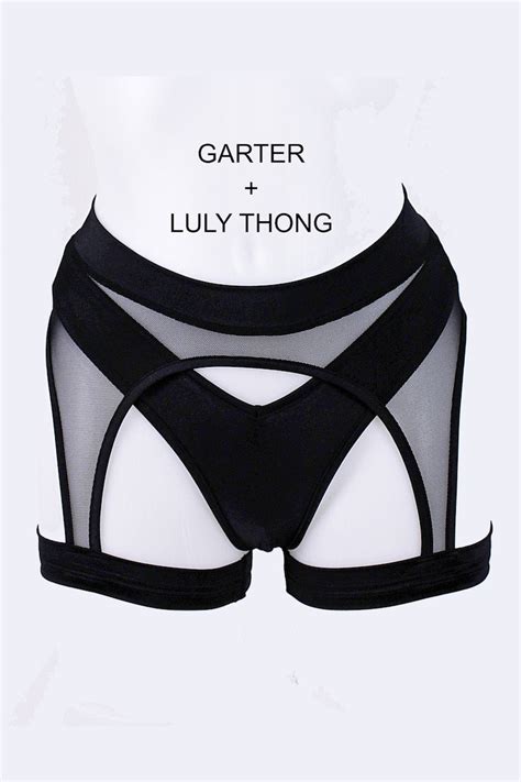 Sheer Black Lingerie 2 Pieces Set Thigh Garter Belt Whit Etsy Sweden