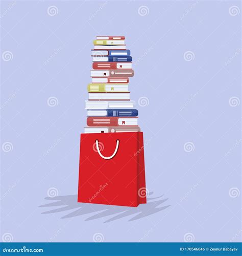 Stack Of Books In Shopping Bag Book Shopping Concept Vector