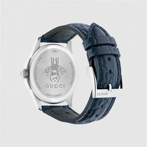Đồng Hồ G Timeless Dark Blue Gucci Signature Leather Ladies Watch