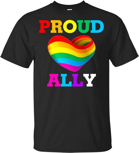 Amazon Com Funny Proud Ally Heart Rainbow Lgbt Transgender Pride Month